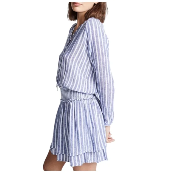 Rails Striped Summer Linen Dress Tiered Ruffle Skirt Sz Medium - Picture 3 of 12
